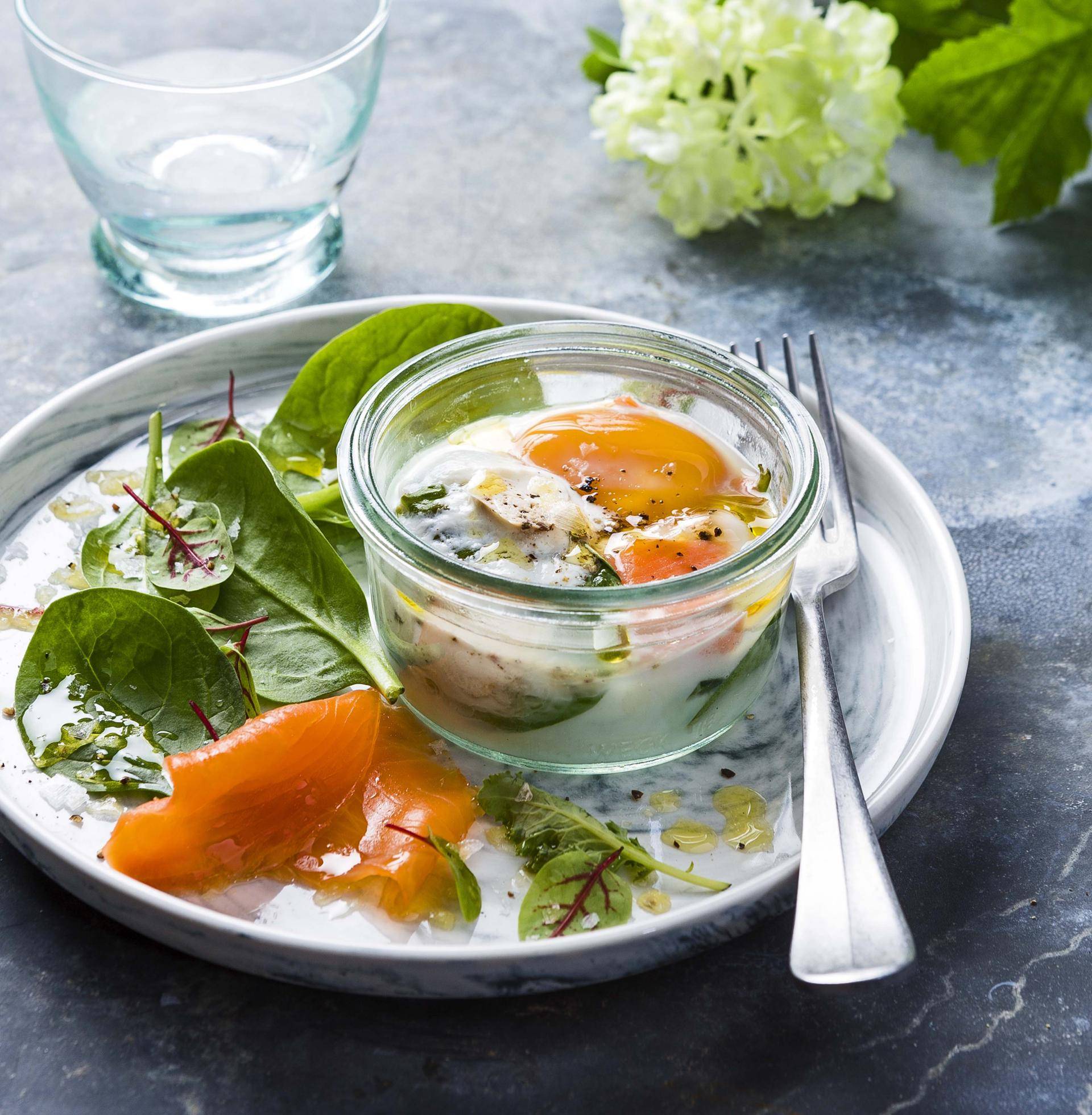 Œufs cocotte saumon épinard - Recette Cuiseur vapeur | Moulinex