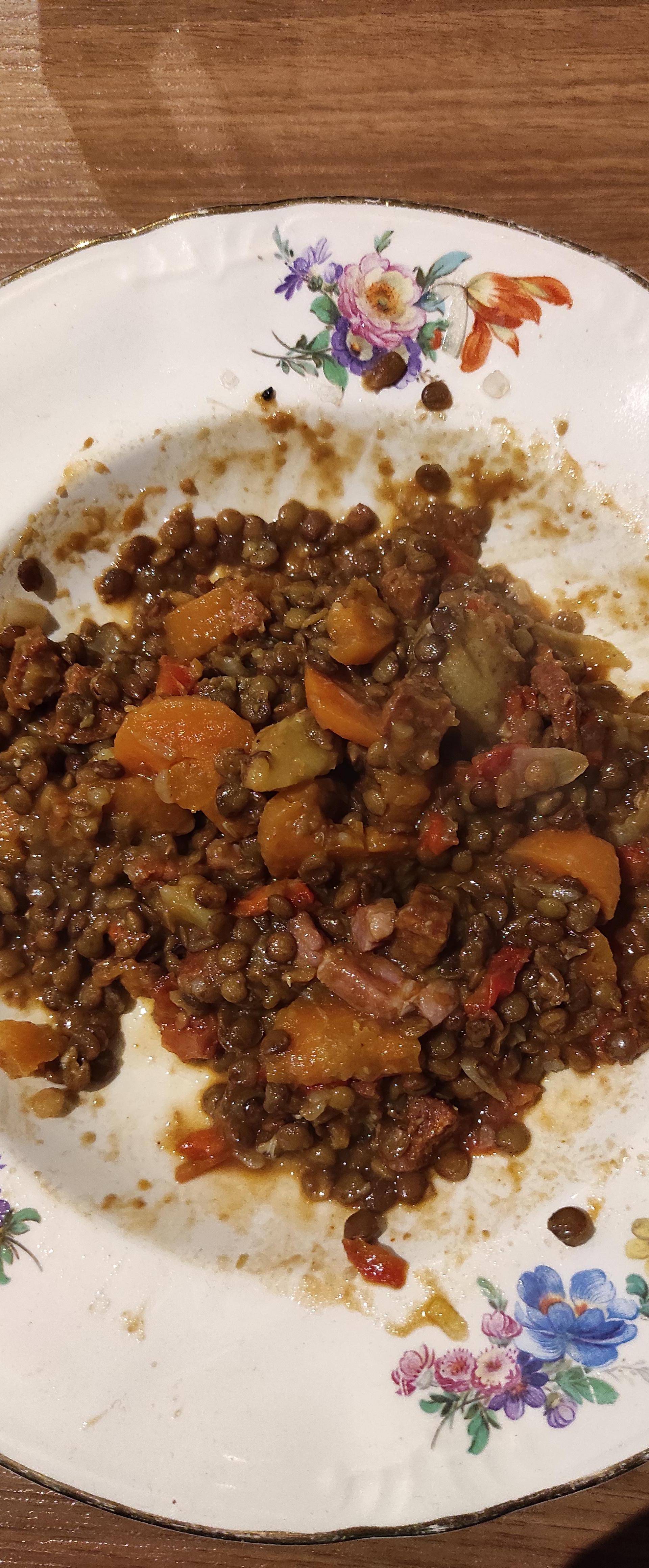Lentilles façon espagnole (chorizo, tomates, poivron, carottes) - Recette Cookeo | Moulinex