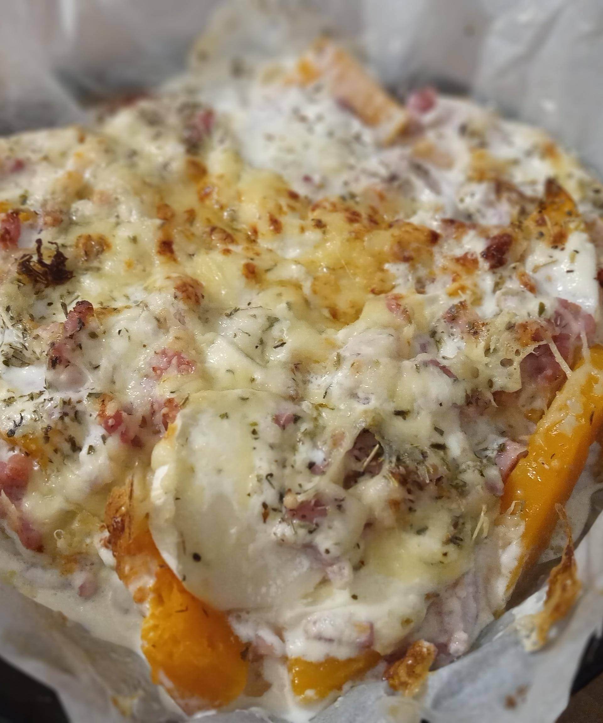 Gratin de butternut aux allumettes de lardon et au chèvre - Recette Cookeo | Moulinex