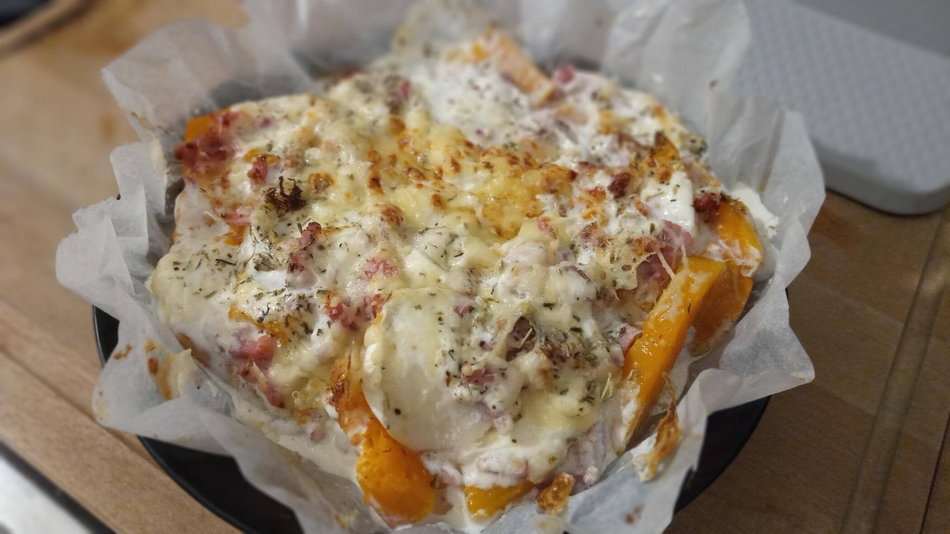 Gratin de butternut aux allumettes de lardon et au chèvre - Recepten Cookeo | Moulinex