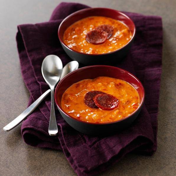 Crème de poivrons au chorizo - Recette Companion | Moulinex