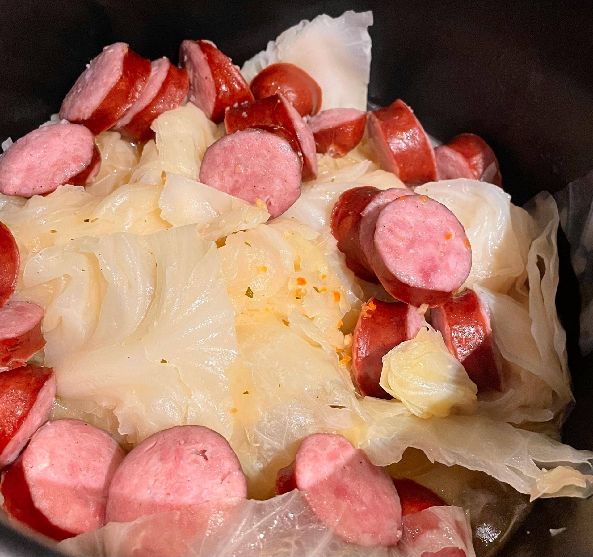 Choux au lard fumé et saucisses fumées - Recette Cookeo | Moulinex