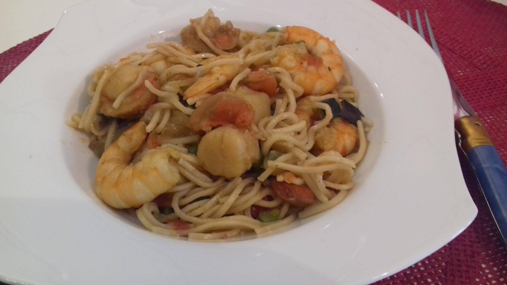 Nouilles chinoises aux crevettes et st jacques - Recepten Cookeo | Moulinex