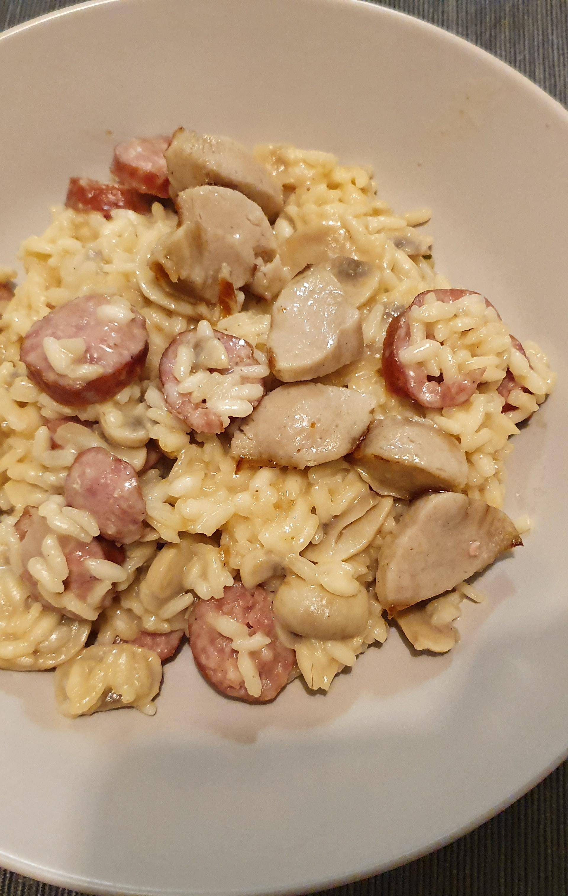 Risotto champignon saucisse fumé - Recette Cookeo | Moulinex