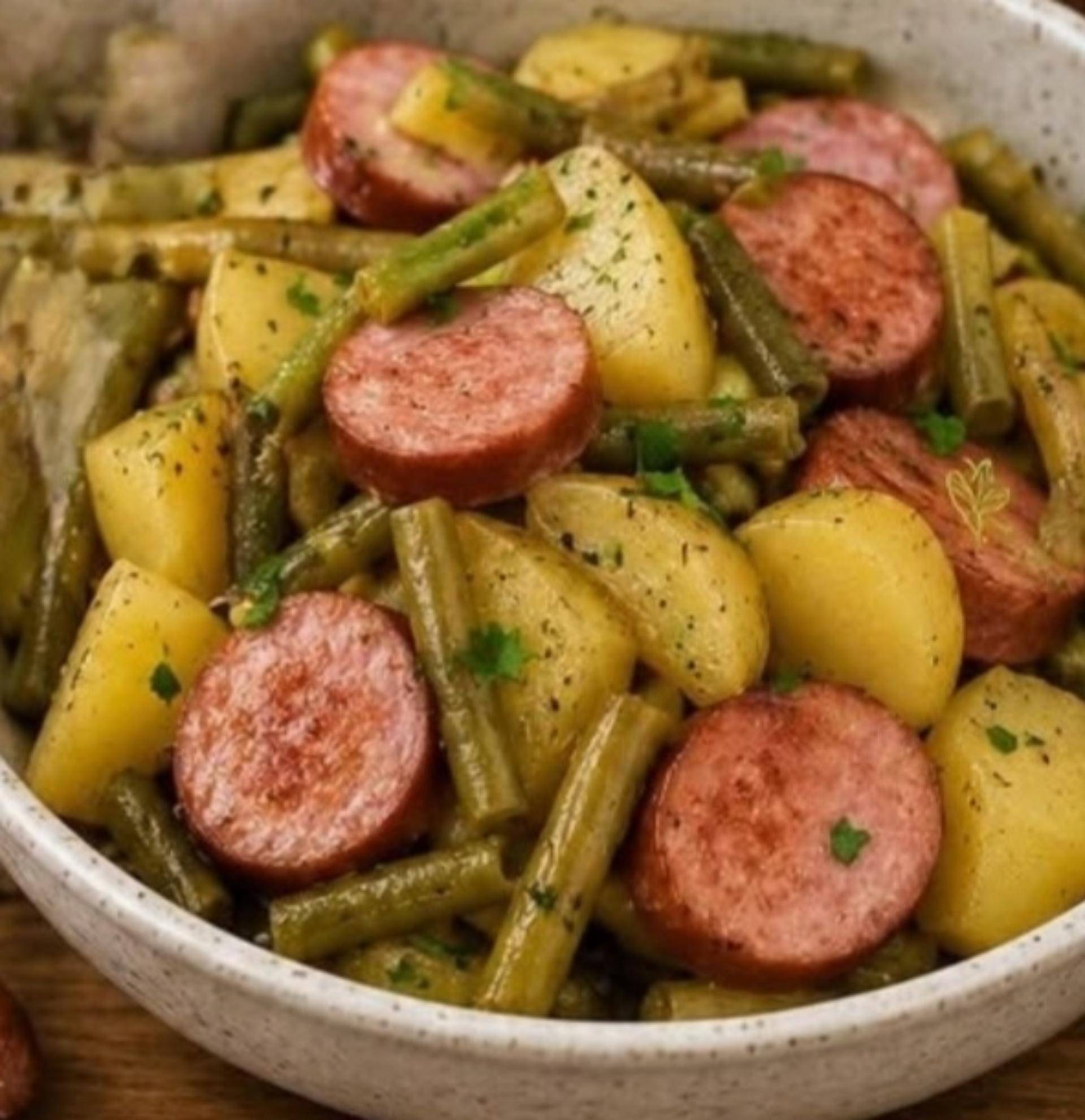 Pommes de terre, haricots verts et saucisse fumée - Recette Cookeo | Moulinex