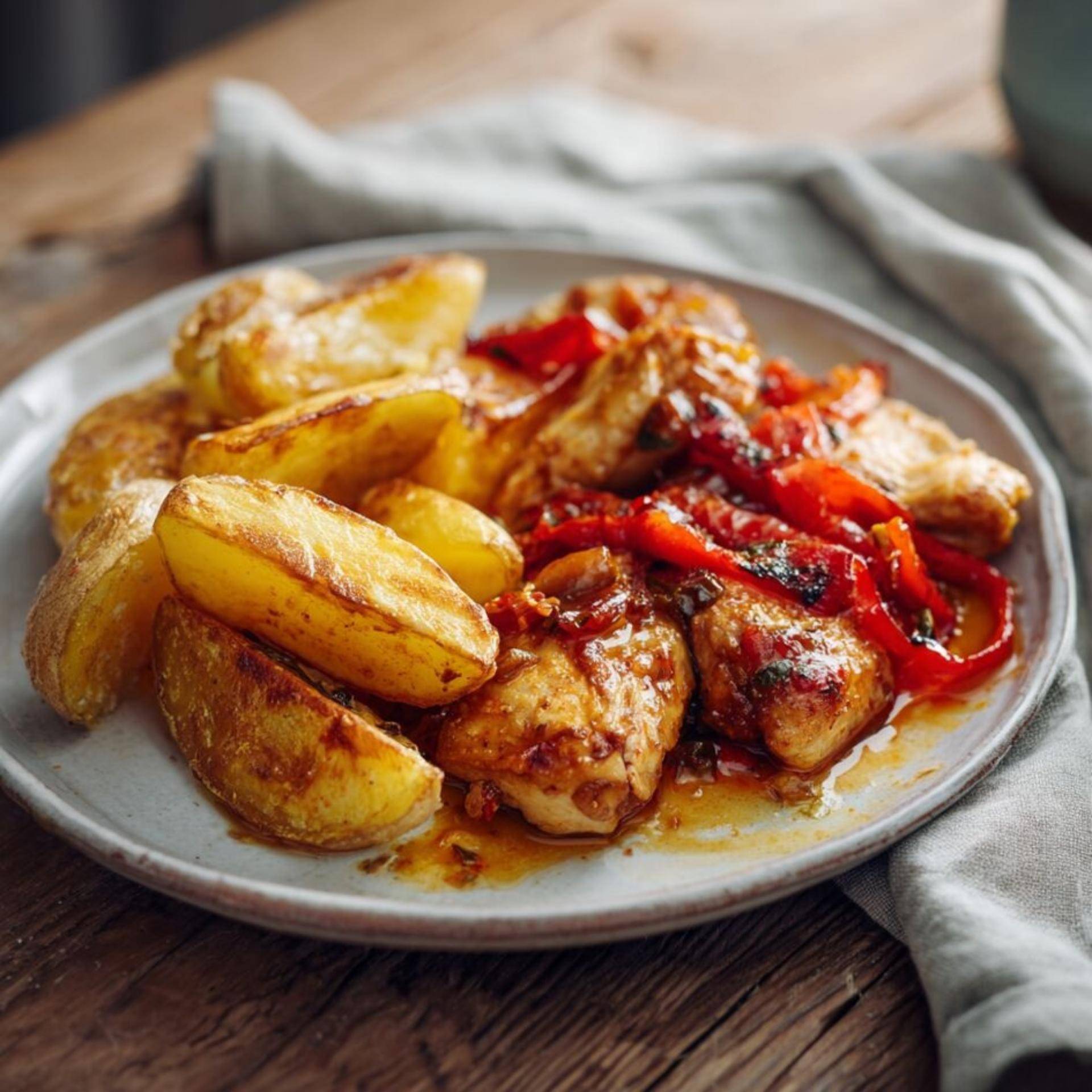 Poulet basquaise & pommes de terre croustillantes - Recette Companion Connect | Moulinex