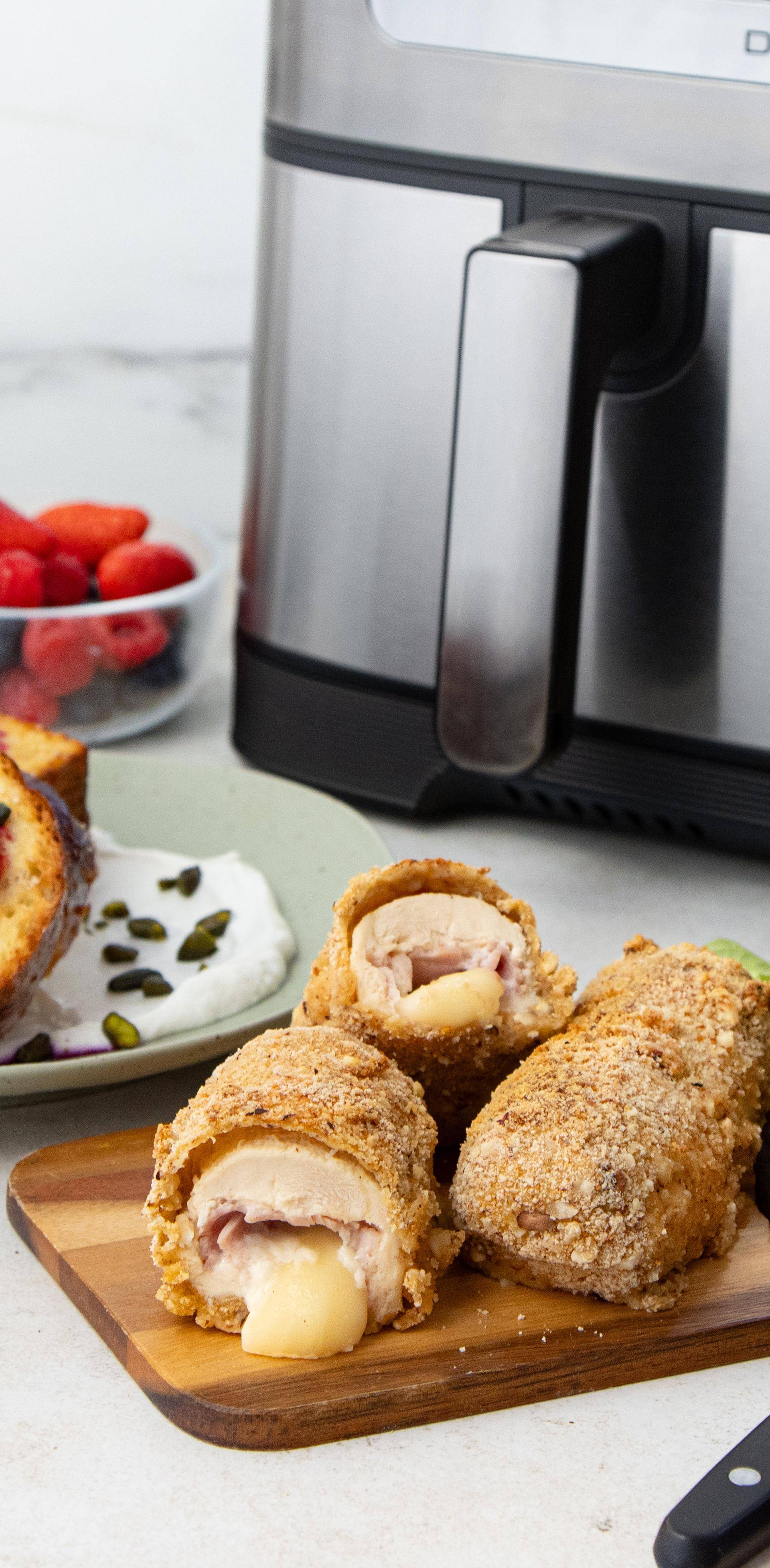 Cordon bleu roll & brioche perdue aux fruits rouges - Recette Dual EasyFry&Grill | Moulinex