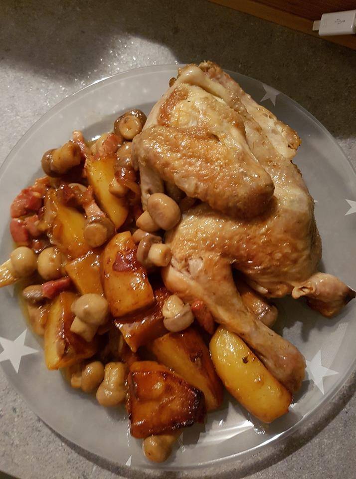Coquelet, P.de terre, lardons, champignons - Recepten Cookeo | Moulinex