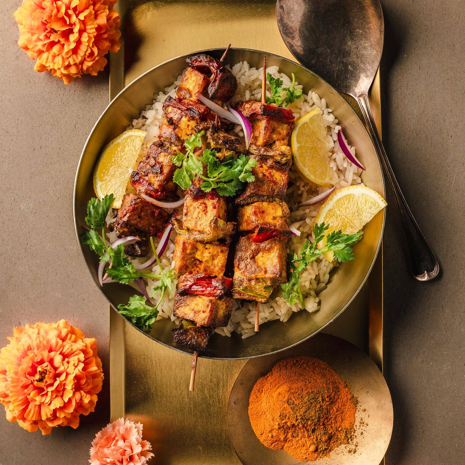 Brochettes de tofu façon tika masala - Recepten Easy Fry Compact | Moulinex