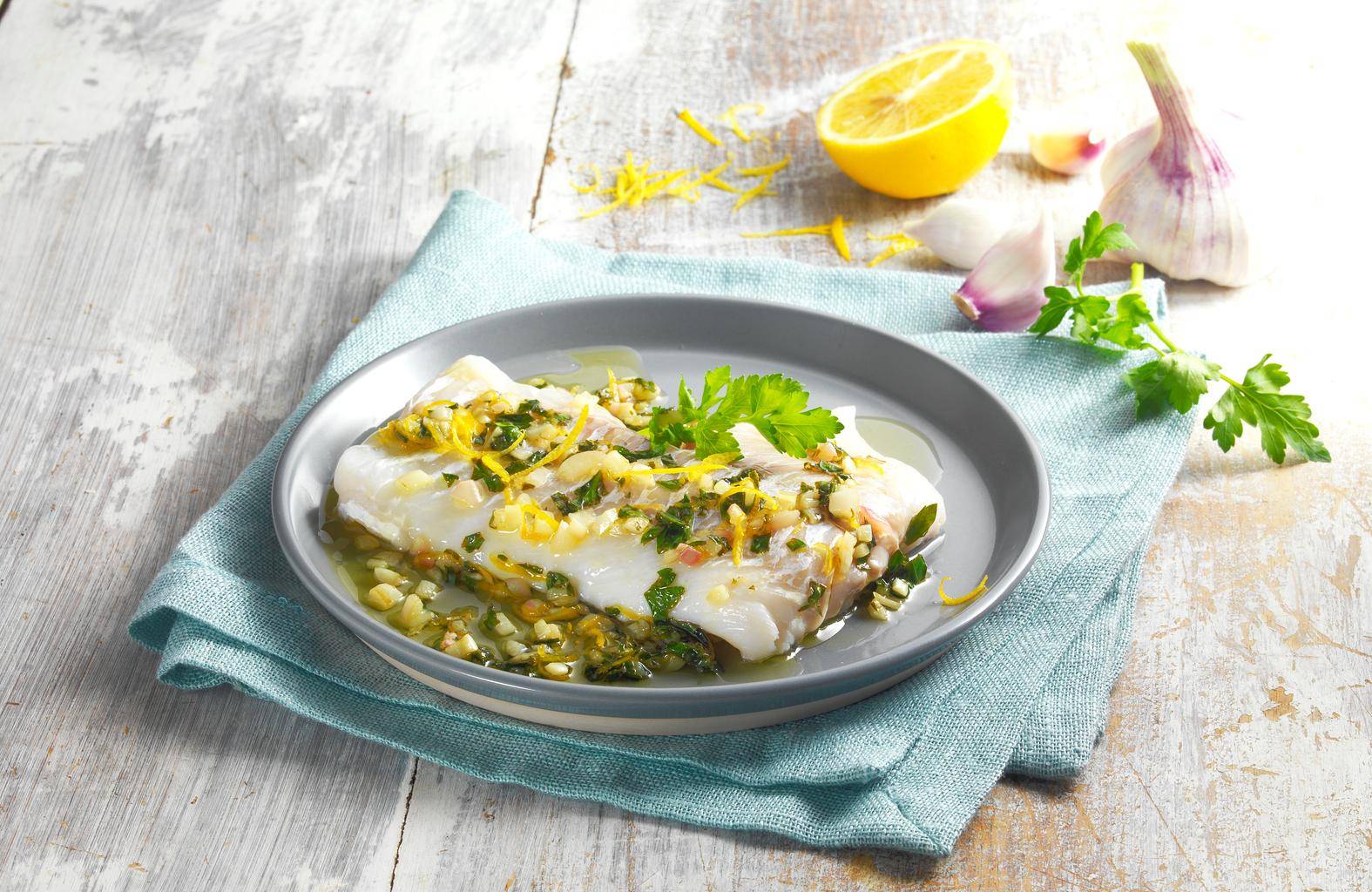 Poisson blanc à l'ail et au citron - Recepten Cook'in One | Moulinex