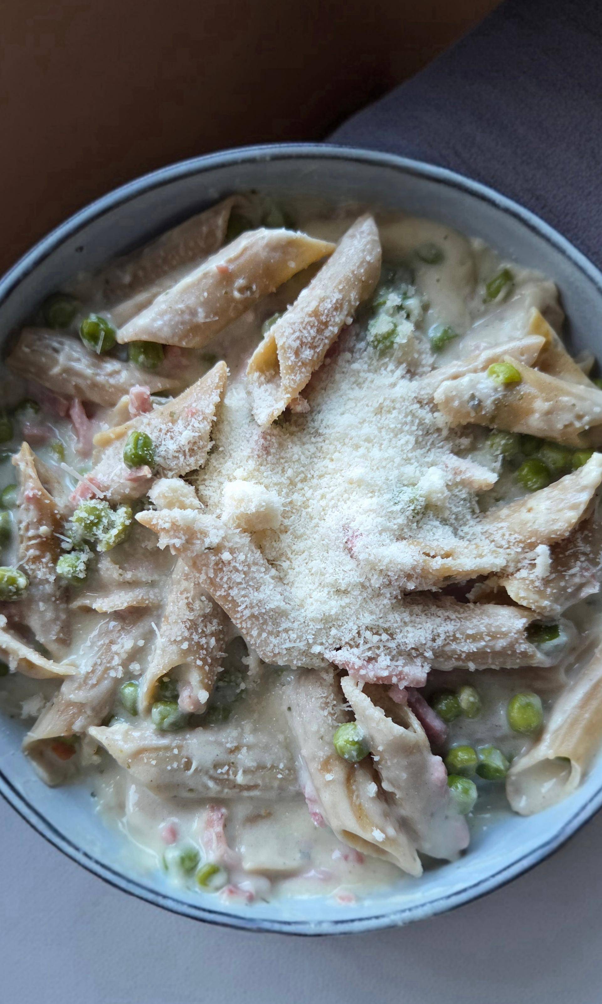 Pâtes boursin lardons petits pois - Recette Cookeo | Moulinex