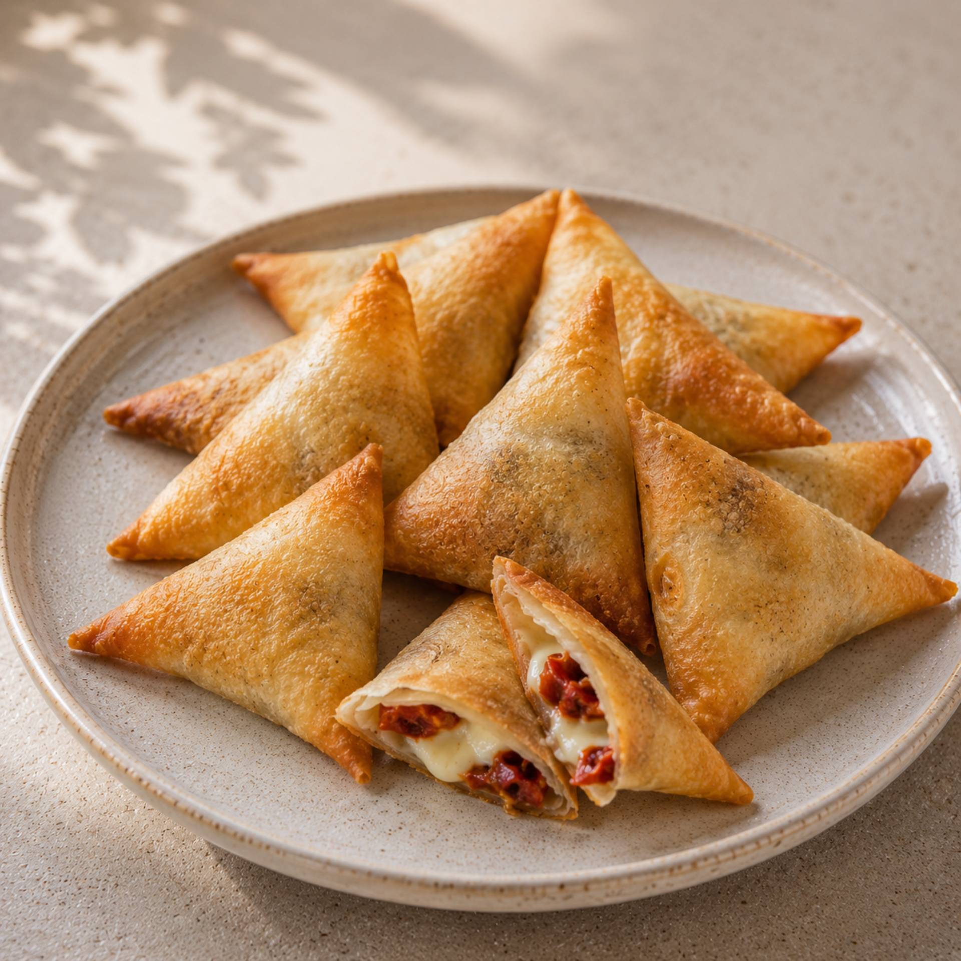 Samosa's met mozzarella en zongedroogde tomaat - Recepten Crisp&Go 3P | Moulinex