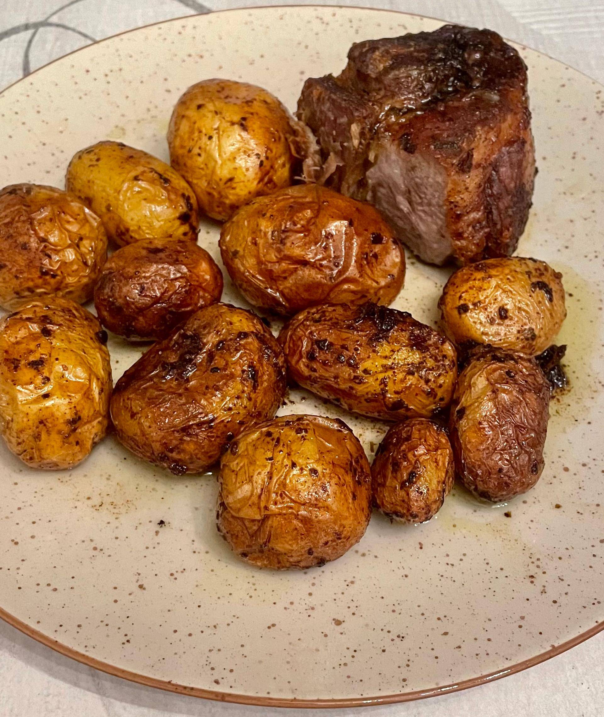 Rôti d’échine - Pommes de terre grenailles au beurre persillade Extra Crisp - Recette Cookeo | Moulinex