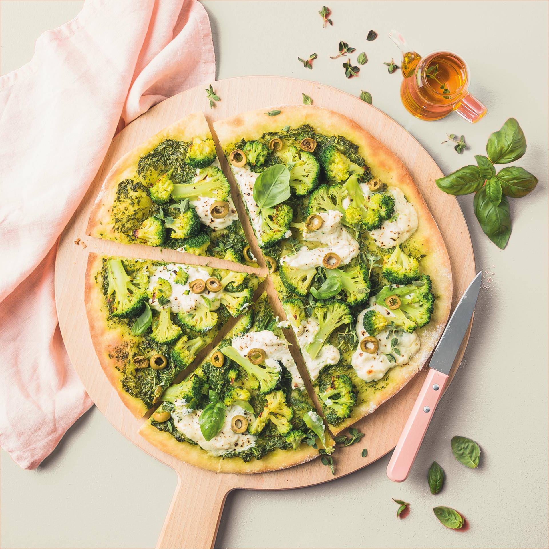 Pizza blanche ricotta brocoli - Recette Easy Fry XL Surface | Moulinex