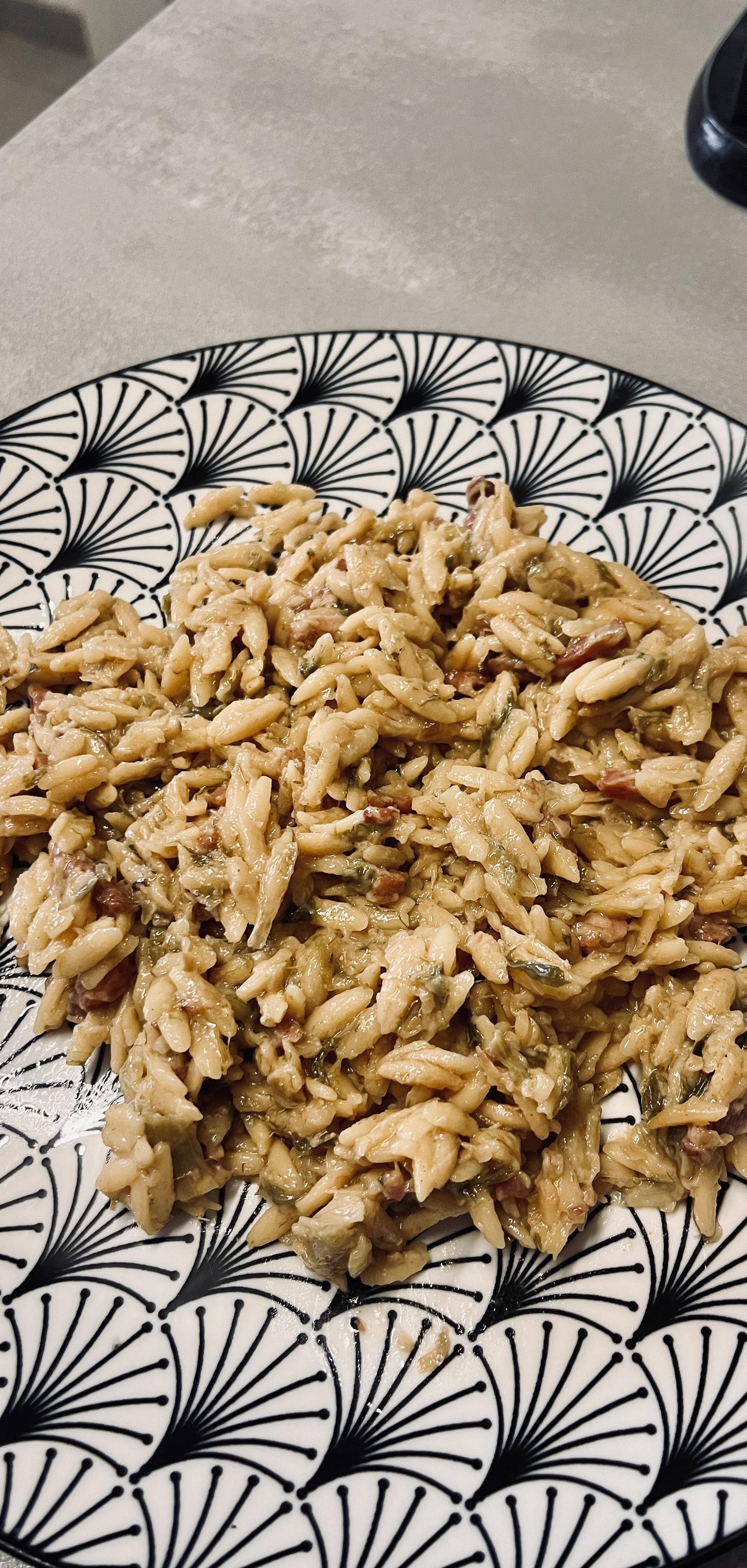Orzo aux poireaux et lardons - Recette Cookeo | Moulinex