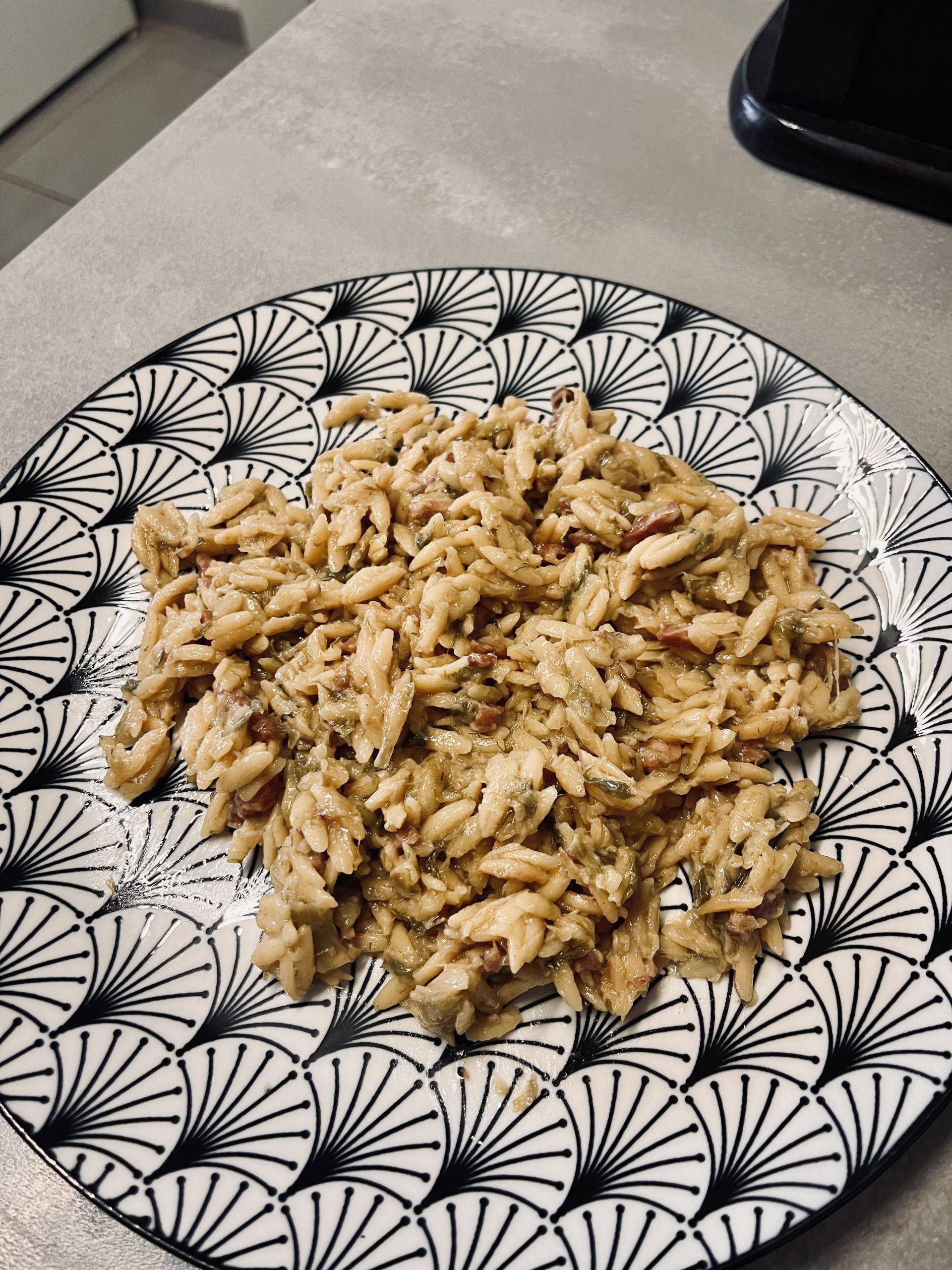Orzo aux poireaux et lardons - Recette Cookeo | Moulinex