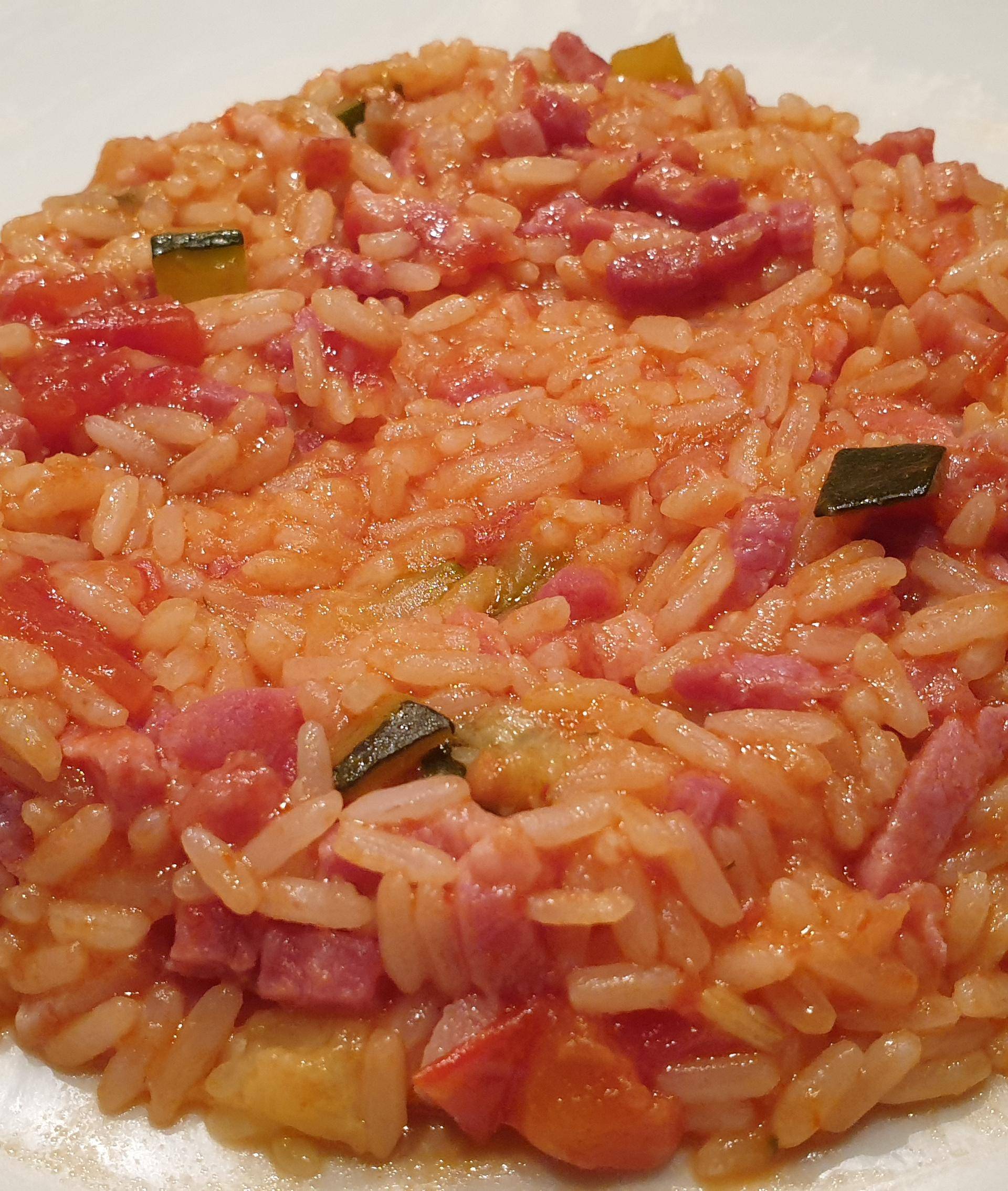 Riz aux courgettes, tomates et lardons - Recette Cookeo | Moulinex