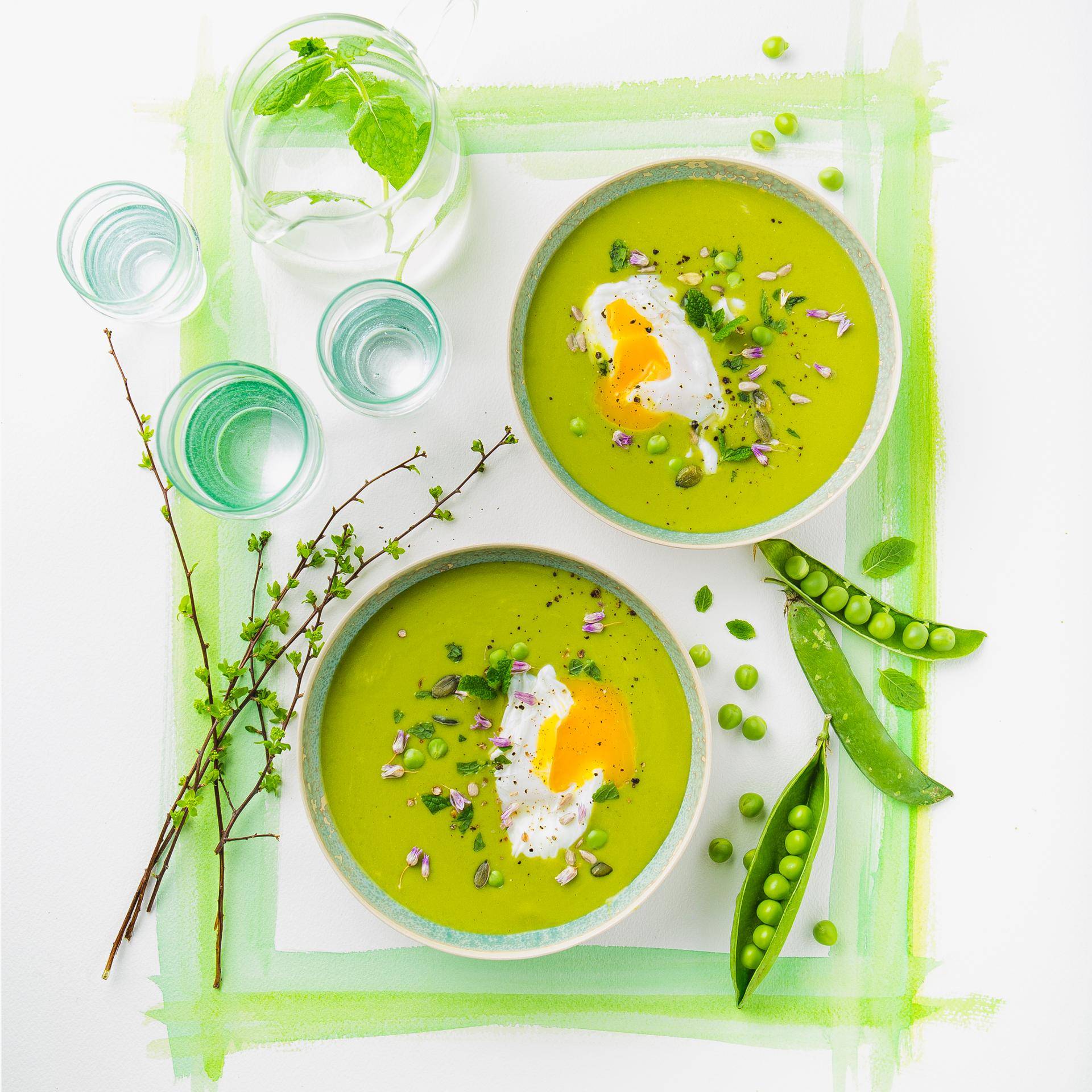 Velouté de petits pois et œuf poché - Recette Companion | Moulinex