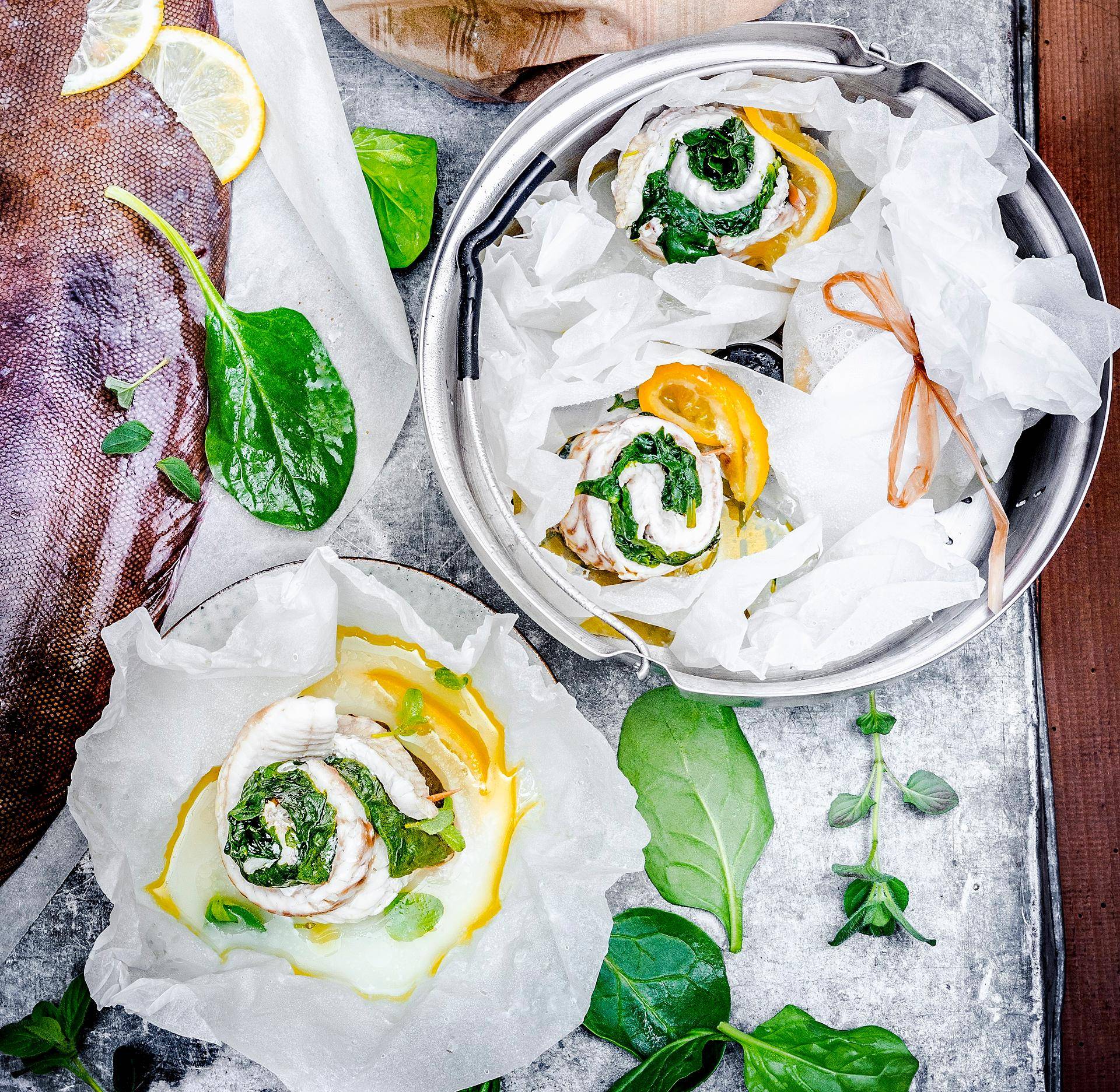 Filets de sole aux épinards en papillotes - Recette Companion | Moulinex