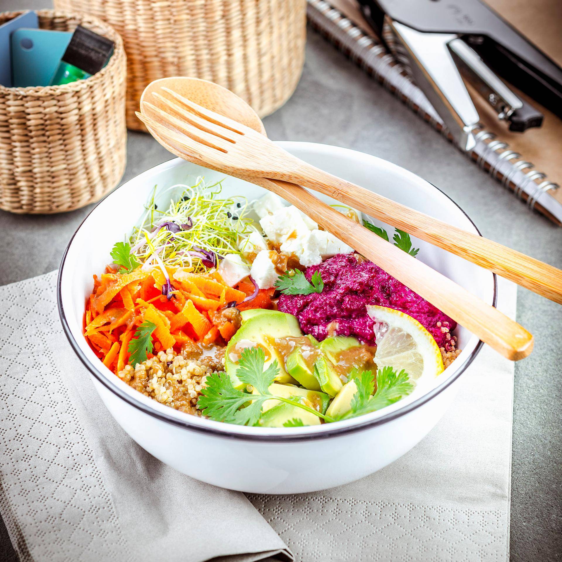Buddha bowl et vinaigrette au tahini - Recepten Companion | Moulinex
