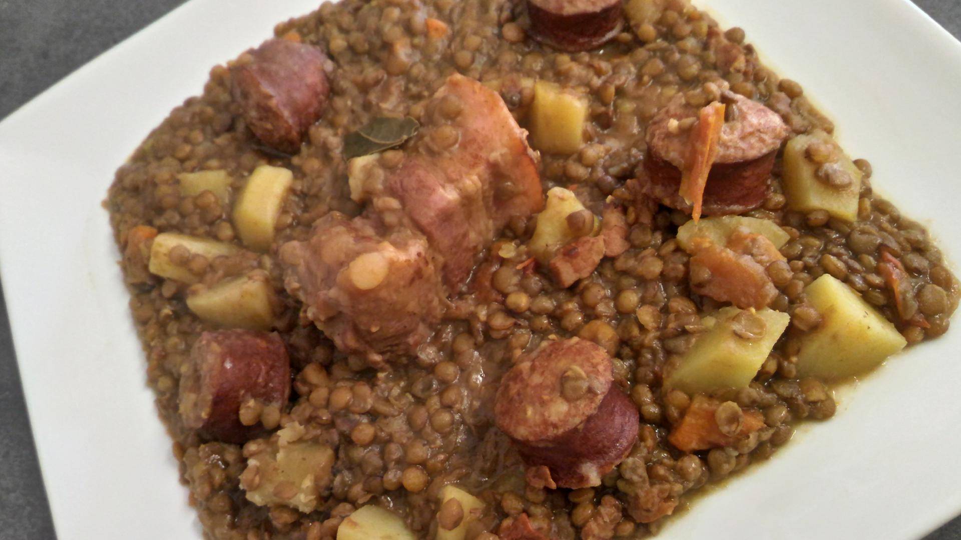 Lentilles au Saucisses et poitrine - Recepten Cookeo | Moulinex