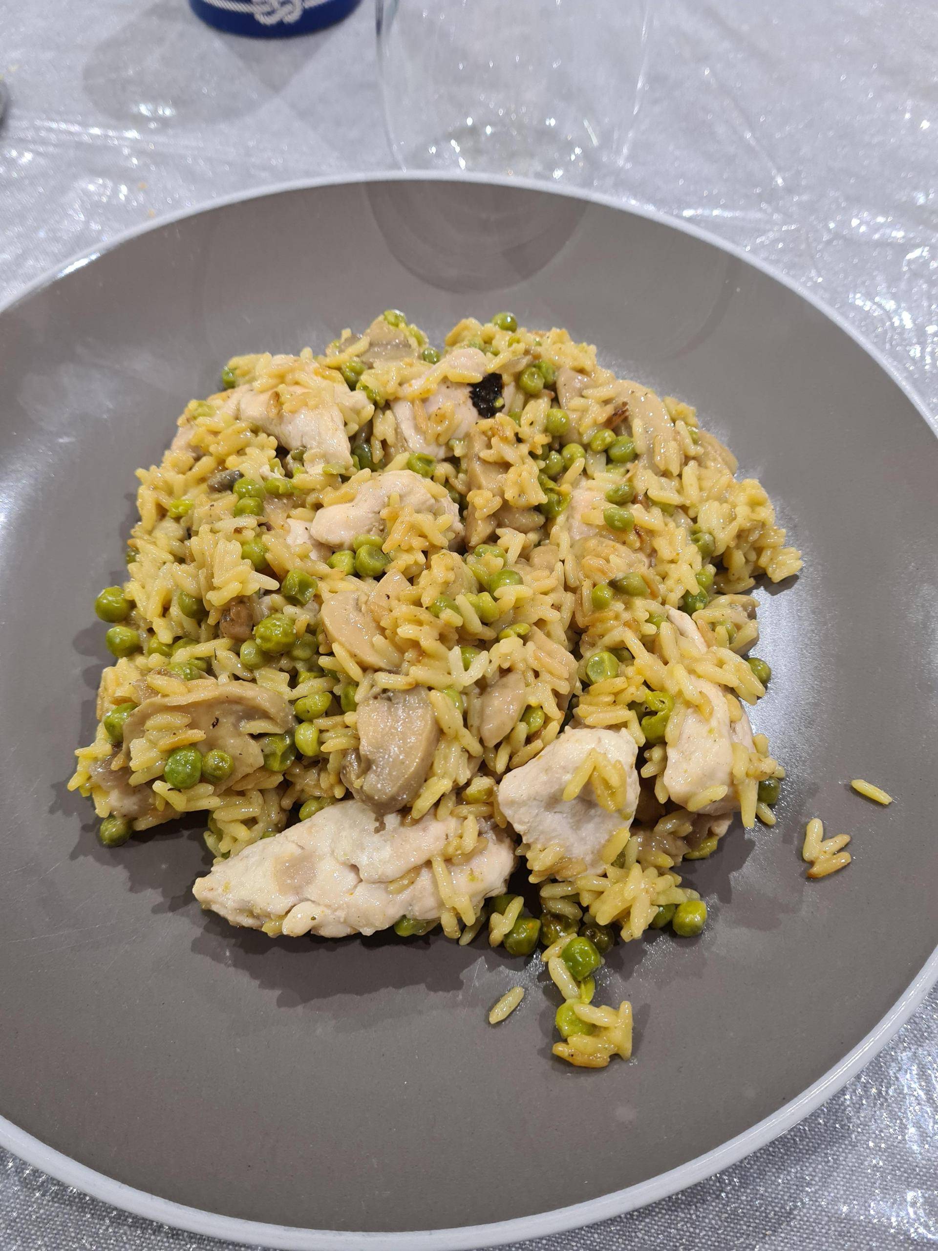 Risotto escalope de poulet champignons et petits pois - Recepten Cookeo | Moulinex