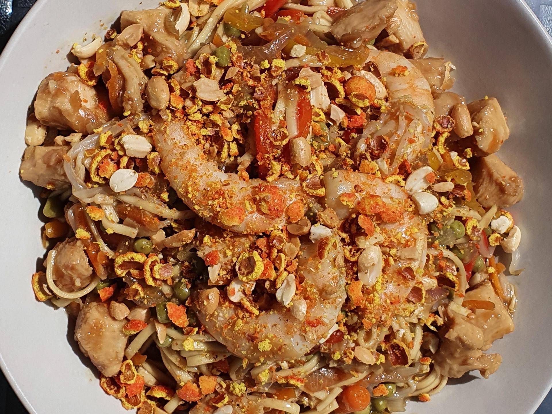 Nouilles chinoises poulet, crevettes cacahuètes - Recette Companion Connect XL | Moulinex