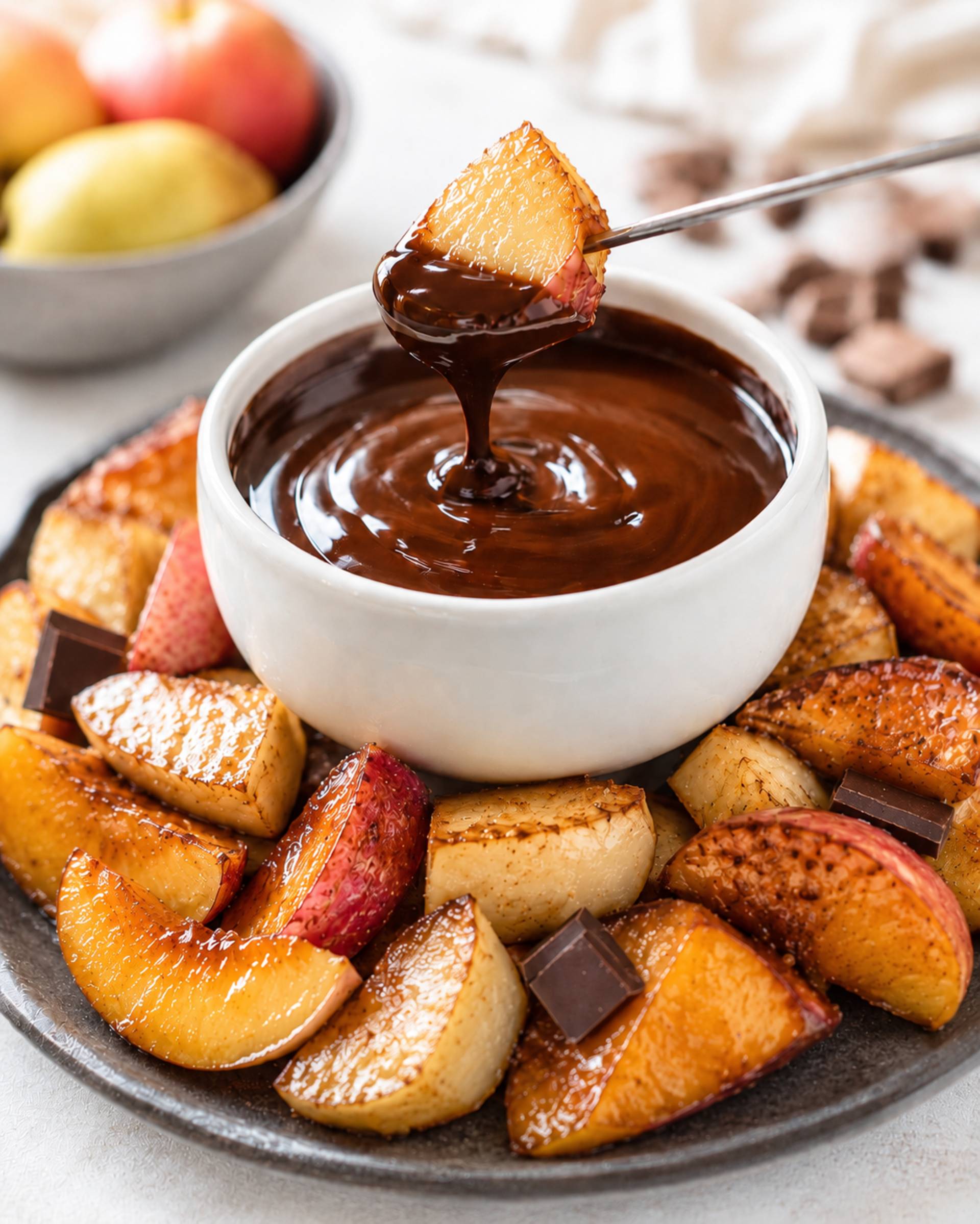 Fondue au chocolat de fruits caramélisés - Recette Crisp&Go 3P | Moulinex