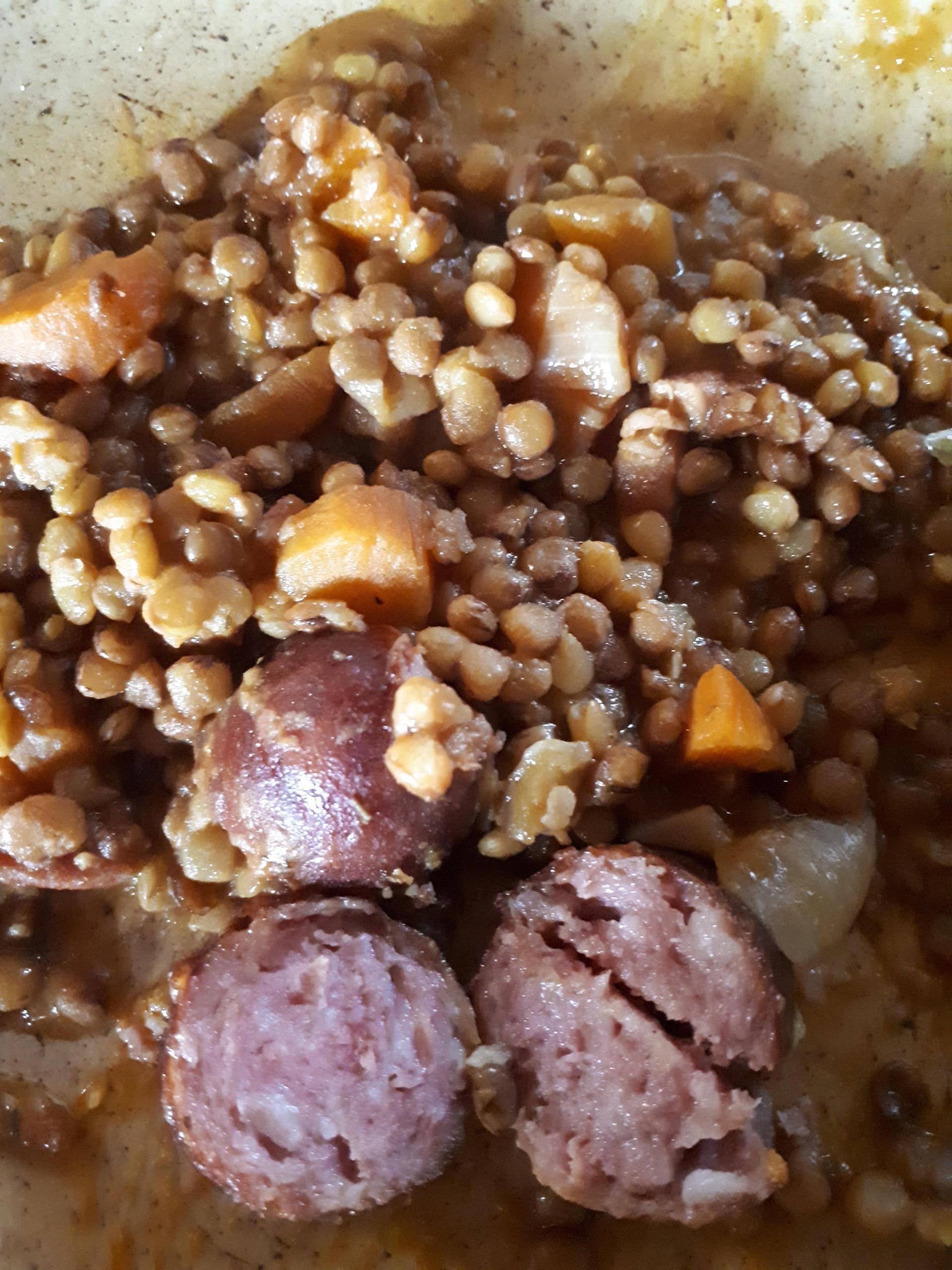 Saucisses diverses et lentilles blondes - Recepten Cookeo | Moulinex