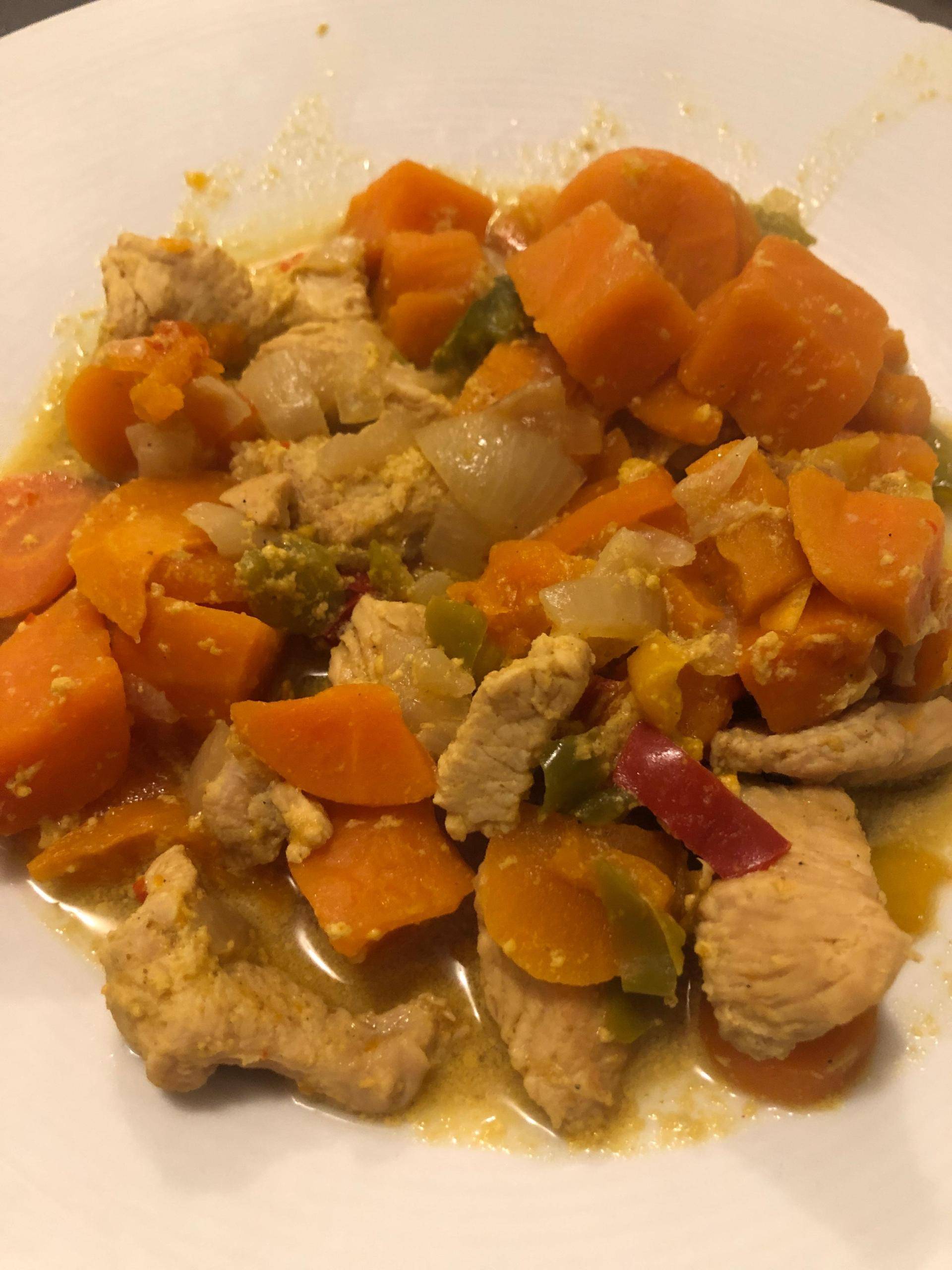 Dinde coco poivrons carottes patate douce - Recepten Cookeo | Moulinex