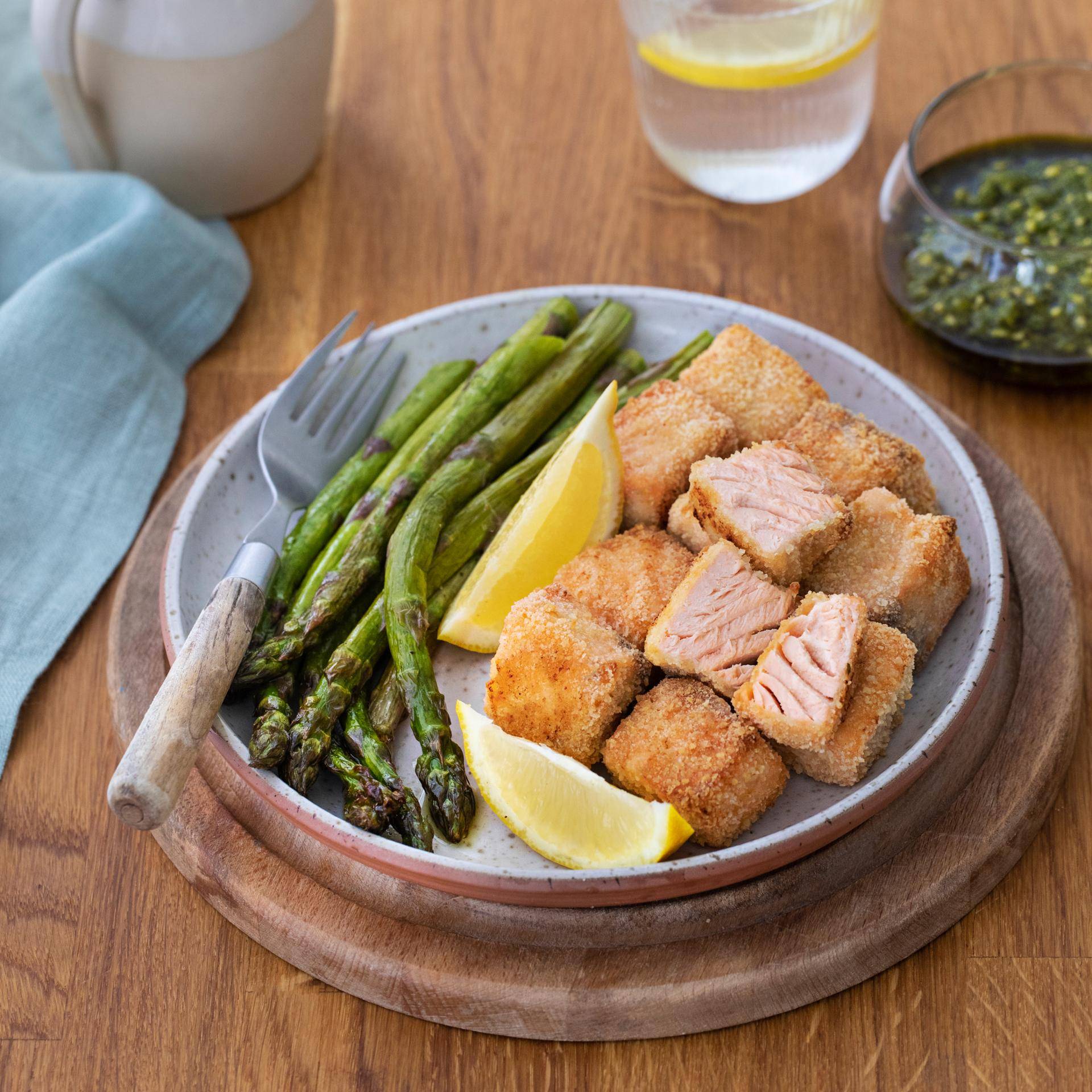 Nuggets de saumon avec ses asperges vertes - Recette EASY FRY & GRILL 2 in 1 XXL | Moulinex
