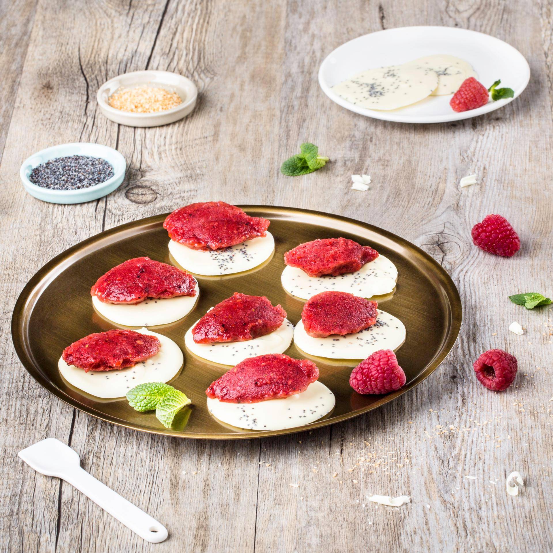 Palets de chocolat blanc, sorbet framboises - Recepten Companion | Moulinex