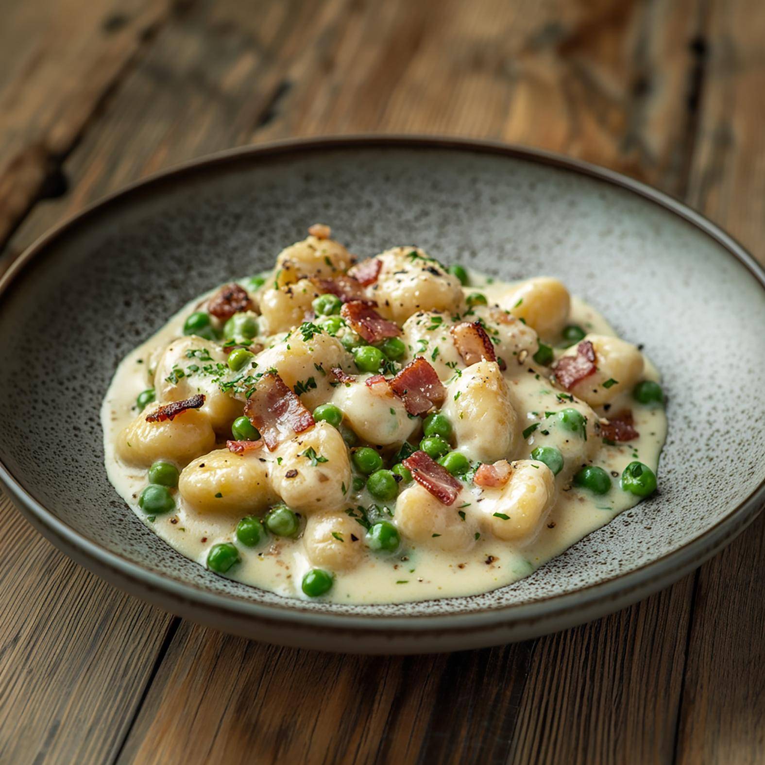 Gnocchis au bacon et petits pois - Recette Cookeo | Moulinex