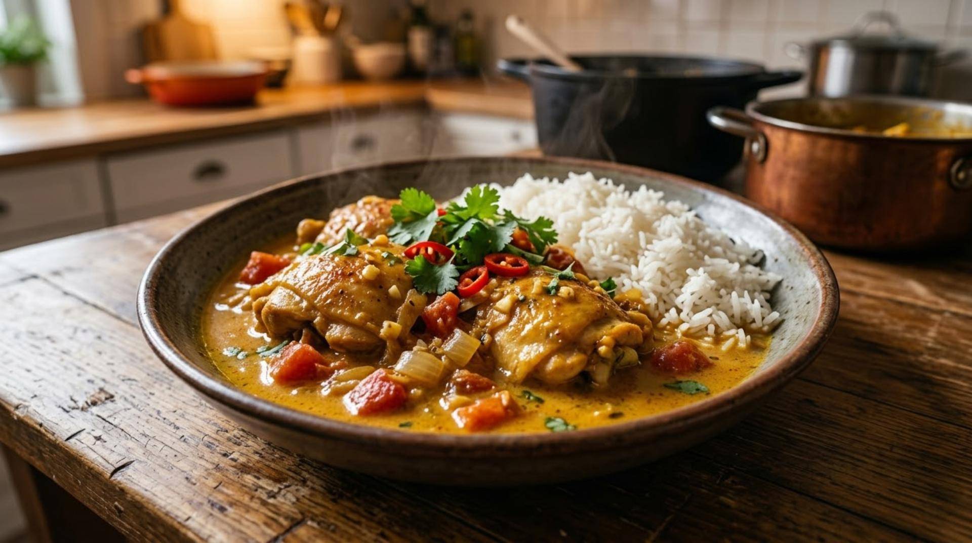 Poulet au curry et lait de coco (aux hauts de cuisses) - Recette Cookeo Infinity Autostir | Moulinex