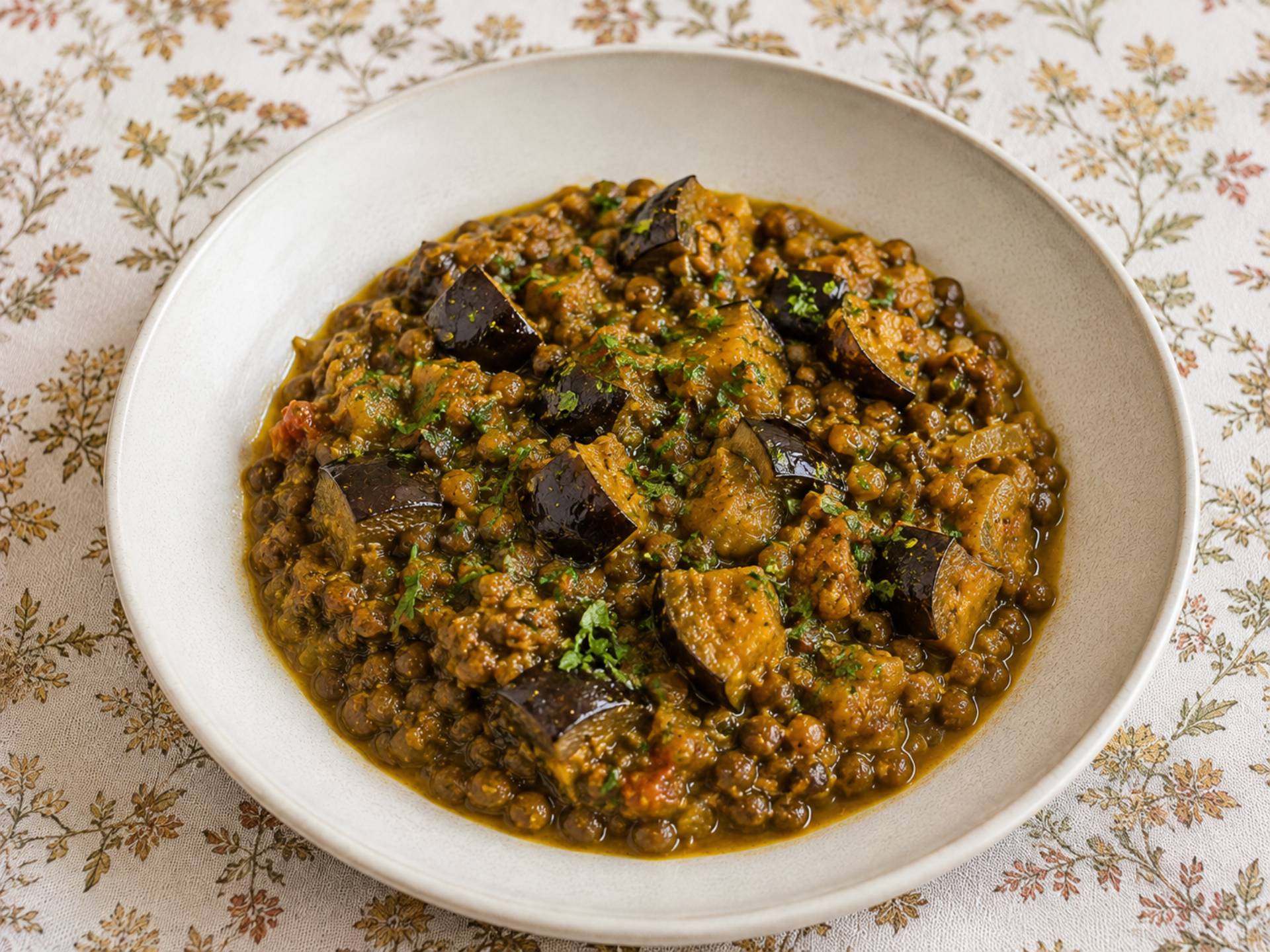 Dhal d’aubergine & lentilles vertes - Recette Companion Connect XL | Moulinex