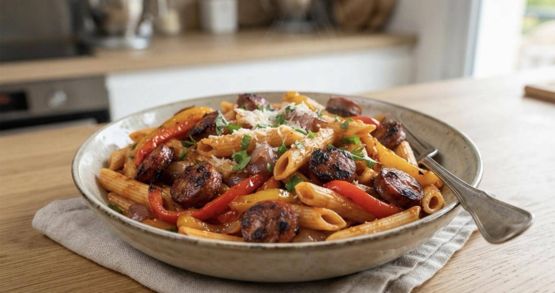 One Pot Pasta Poivrons et Merguez - Recette Companion Connect | Moulinex