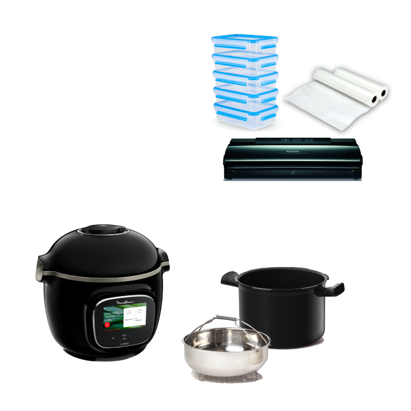 'Batch Cooking' WEB PACK: Cookeo Touch Wifi + 5 Bewaardozen + Vacuümmachine + 2 rollen zakjes